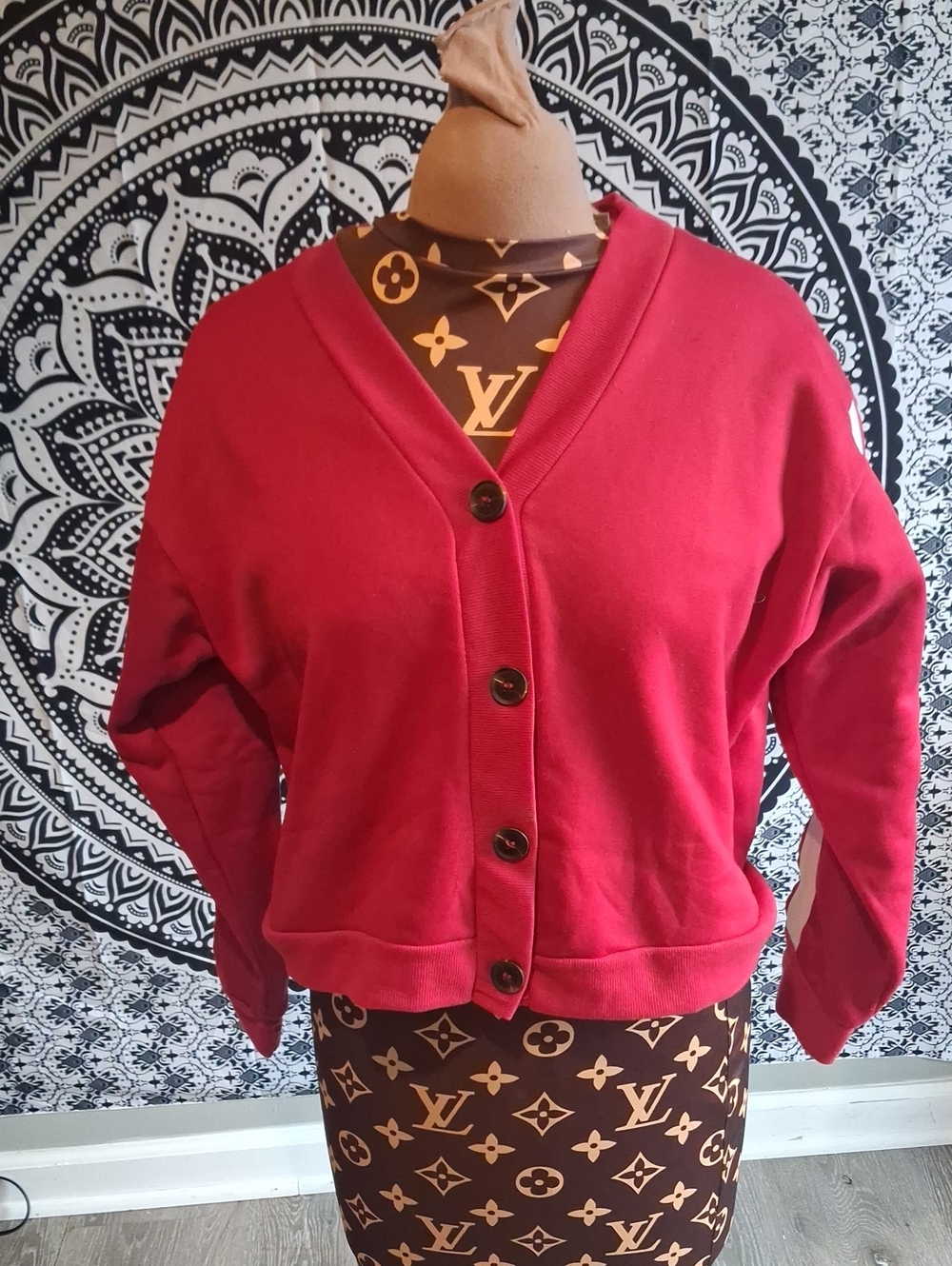 Love Bright Red Button-Front V-Neck Cardigan